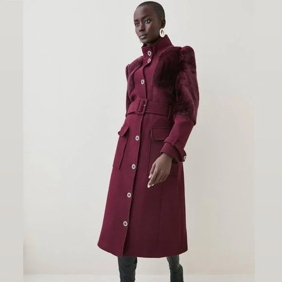 Burgundy military coat hotsell